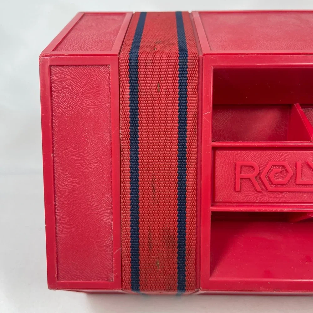 Vintage Rolykit S-11 Red Hexagonal Rolling Storage Organizer Dutch Design Box